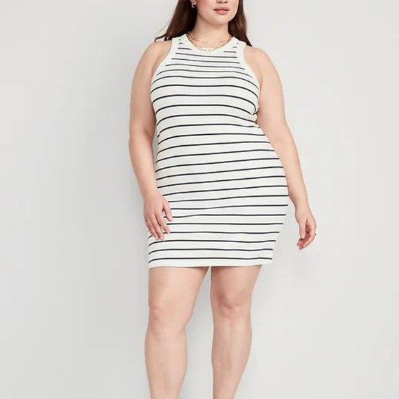 NEW Old Navy Fitted Striped Sleeveless Rib-Knit Mini Dress for Women - Picture 3 of 7